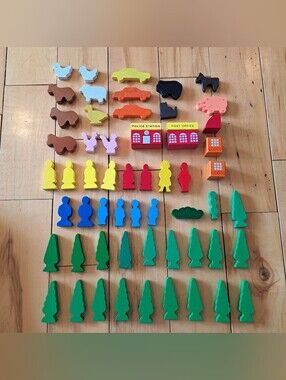 Vintage Wooden Train Animals People Buildings Trees Thomas Train Brio Compatible